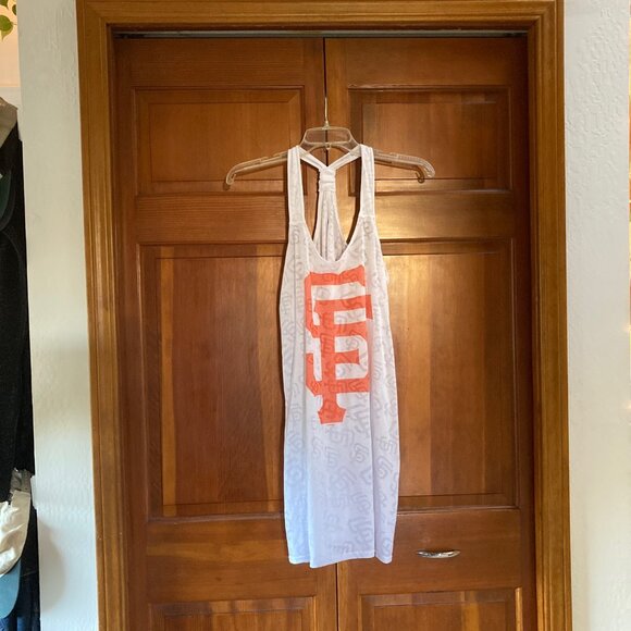 SF Giants Beach Cover Up Semi Sheer Dress - White with Orange Logo - Size Large - Picture 8 of 10